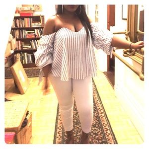 Blue & white fashion nova top